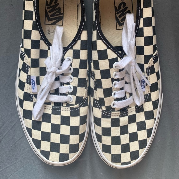 Vans original in cream black check pattern sneaker - Picture 2 of 3